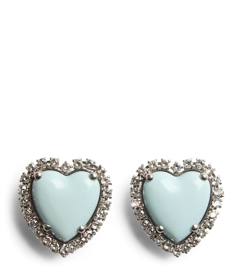 Valentino Garavani Crystal Coeur Hyperbole clip-on earrings, imported from the UK