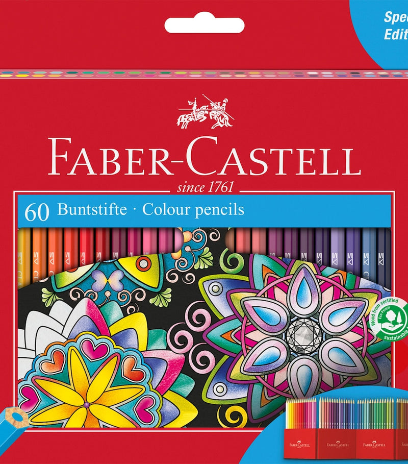 Faber-Castell Classic Colour pencil case with 60 colour pencils - British product