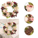 Livingandhome Artificial Peony Mixed Flowers Wreath 45cm, imported from the UK
