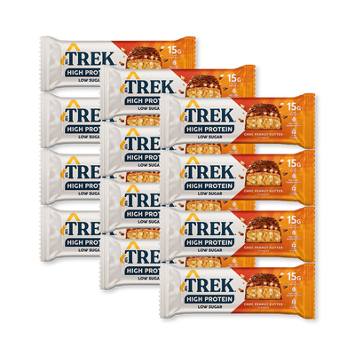 Holland & Barrett Trek High Protein Low Sugar Choc Peanut Butter Protein Bar 12x 55g- Buy online at McGrocer
