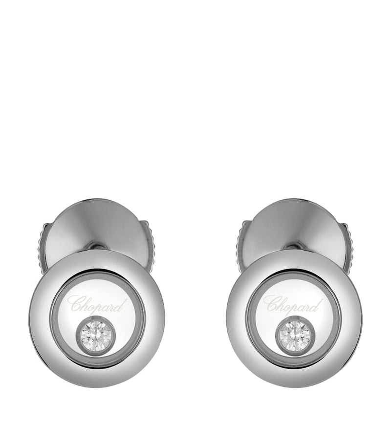 Chopard white gold Happy Diamonds earrings with dancing diamond, UK version