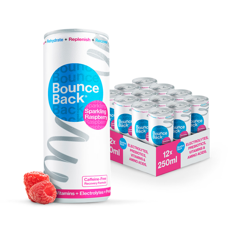 Bounce Back Raspberry recovery drink 250ml case of 12, imported from the UK