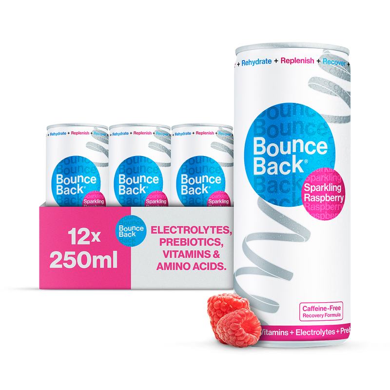 Bounce Back Raspberry recovery drink 250ml case of 12, imported from the UK