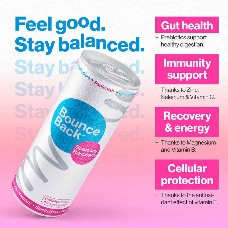 Bounce Back Raspberry recovery drink 250ml case of 12, imported from the UK