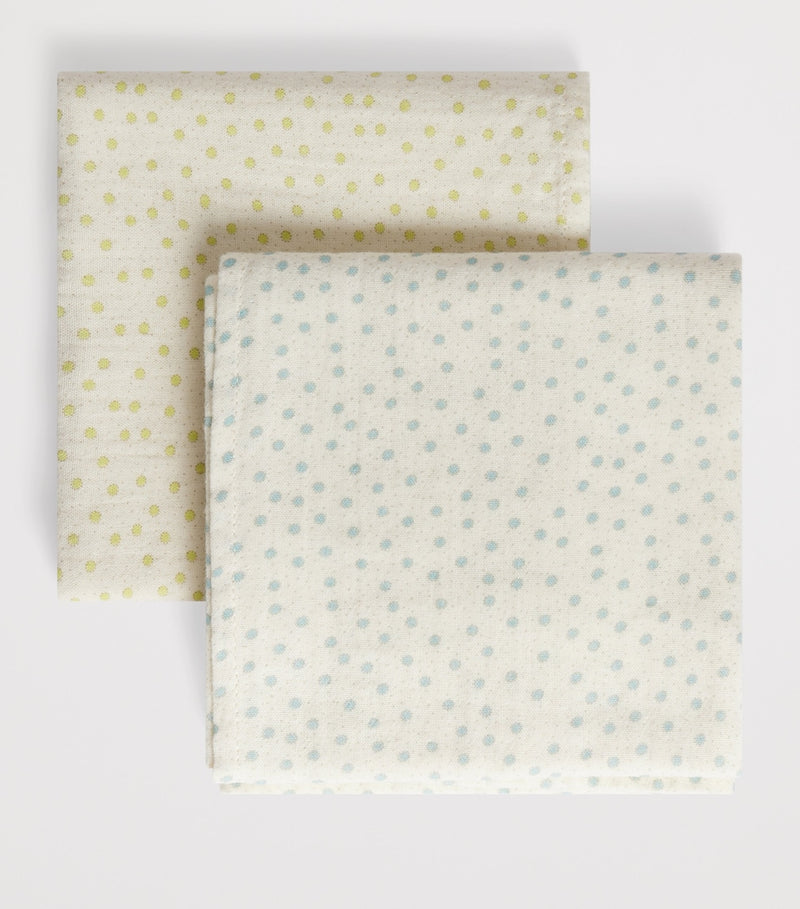 Bonpoint spot muslin cloths 2-pack soft cotton (British brand)