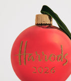 Harrods 2026 Year Bauble glass ornament with velvet ribbon - British product