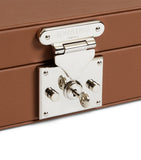 Swaine leather and maple wood game set with chess, dominoes, and cards (British brand)