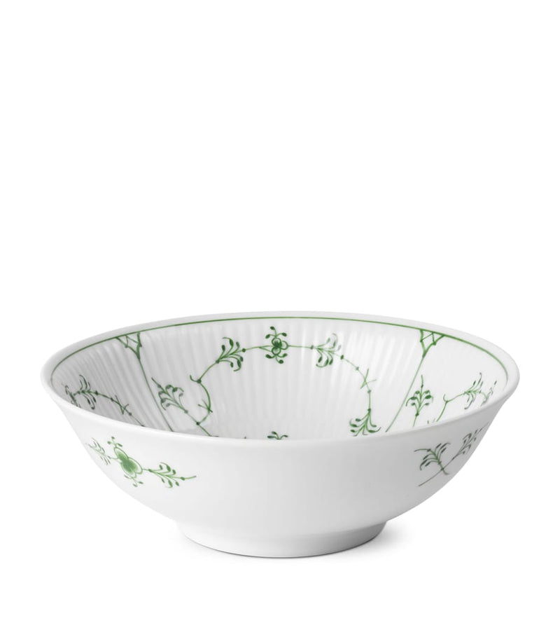 Royal Copenhagen Porcelain Green Fluted Plain Bowl 16cm, imported from the UK