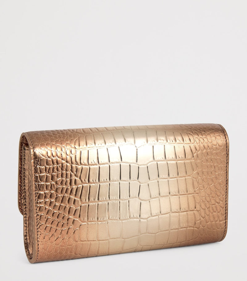 Jeffrey Levinson leather croc-embossed clutch bag compact UK version