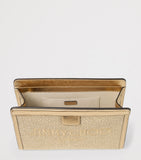 Jimmy Choo raffia leather-trim Avenue pouch, UK version