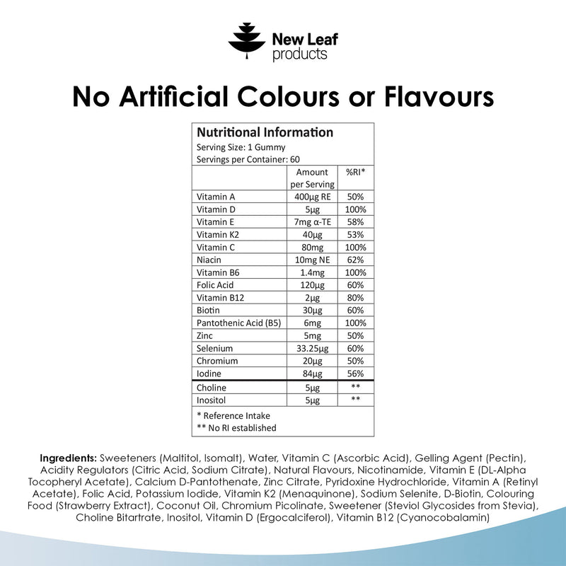 New Leaf Kids Multivitamin Gummies 60 count, UK version