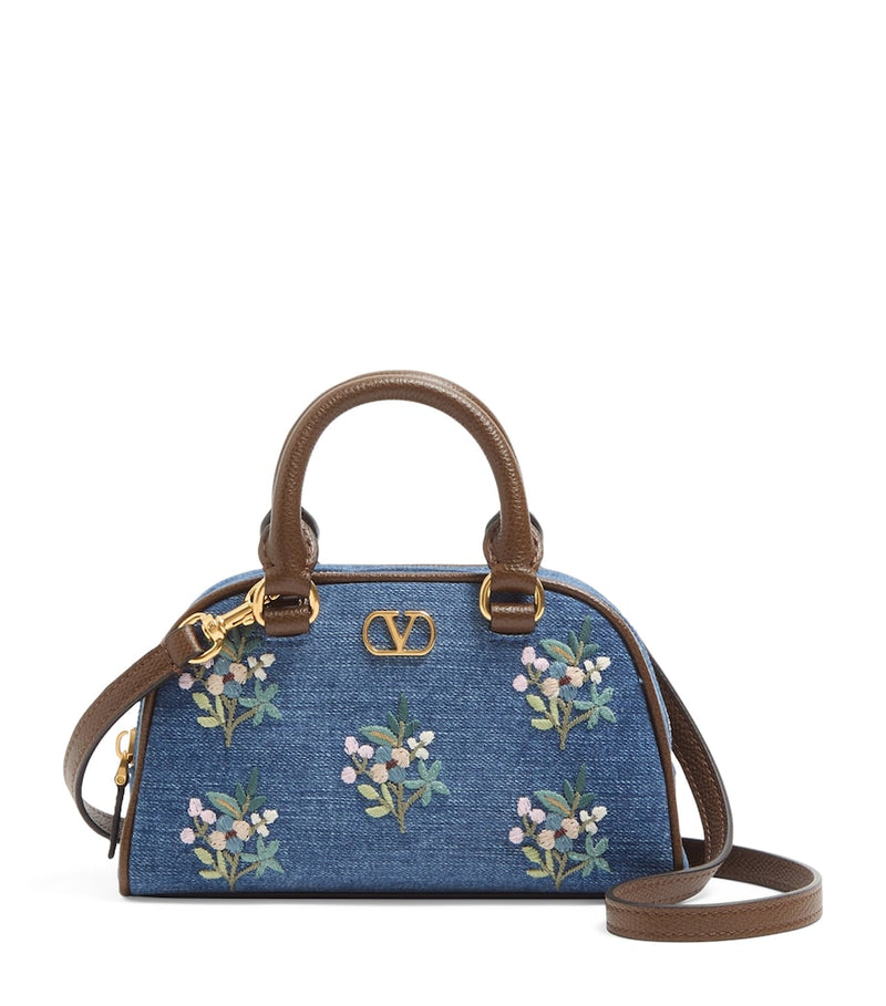 Valentino Garavani denim VLogo Signature top-handle bag 11x19x4cm, imported from the UK