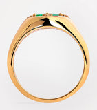 Suzanne Kalan yellow gold emerald diamond signet ring, imported from the UK