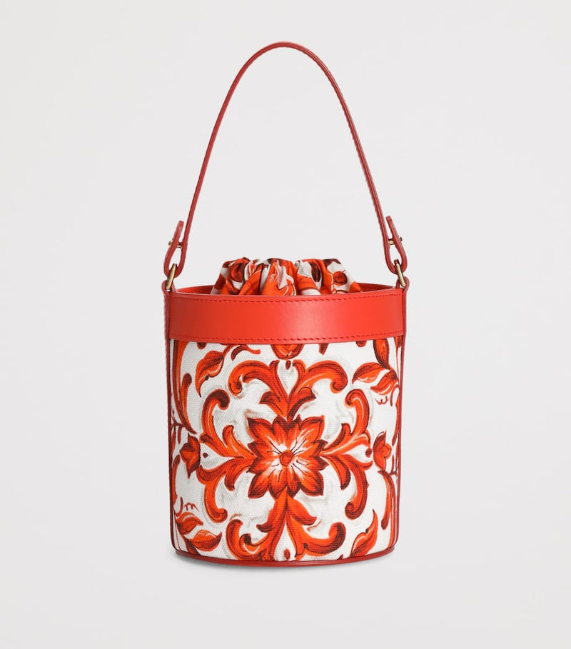 Dolce&Gabbana Kids Majolica bucket bag with embroidery, compact size (British brand)