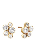 Boodles Raindance diamond stud earrings yellow gold 9mm (British brand)