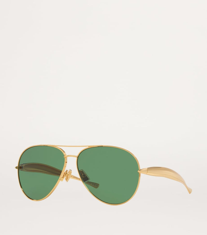 Bottega Veneta green-tinted aviator sunglasses (British brand)