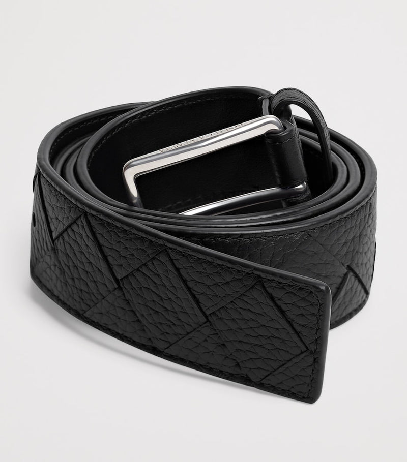 Bottega Veneta Intrecciato leather belt 3.5cm, imported from the UK