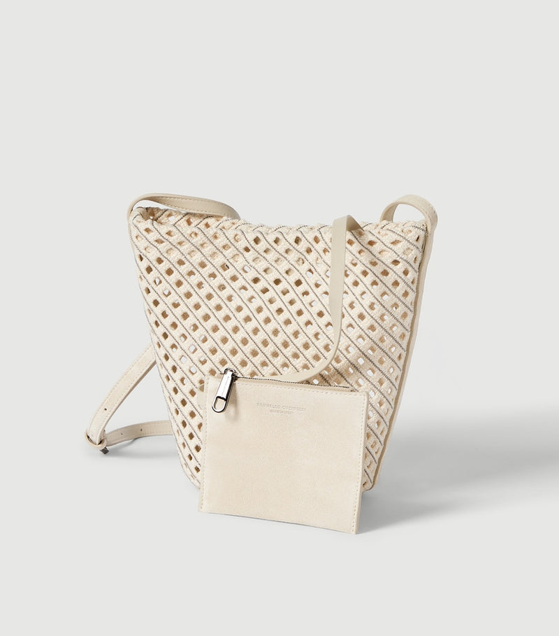 Brunello Cucinelli cotton woven bucket bag, imported from the UK