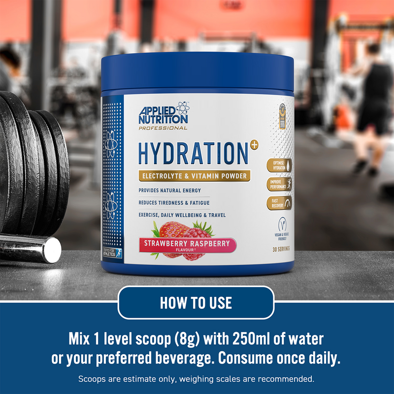 Applied Nutrition Hydration+ powder strawberry raspberry 240g, UK version