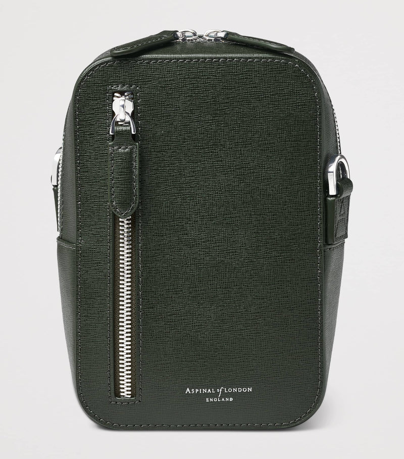 Aspinal of London leather Reporter North South cross-body bag, imported from the UK