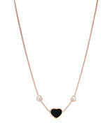 Harrods Chopard Rose Gold Diamond and Onyx Happy Hearts Pendant- Buy online at McGrocer