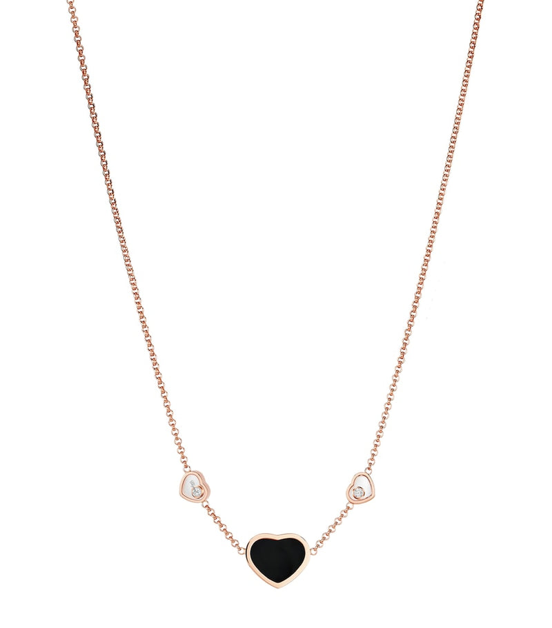 Chopard Happy Hearts pendant in rose gold with onyx and diamonds, UK version
