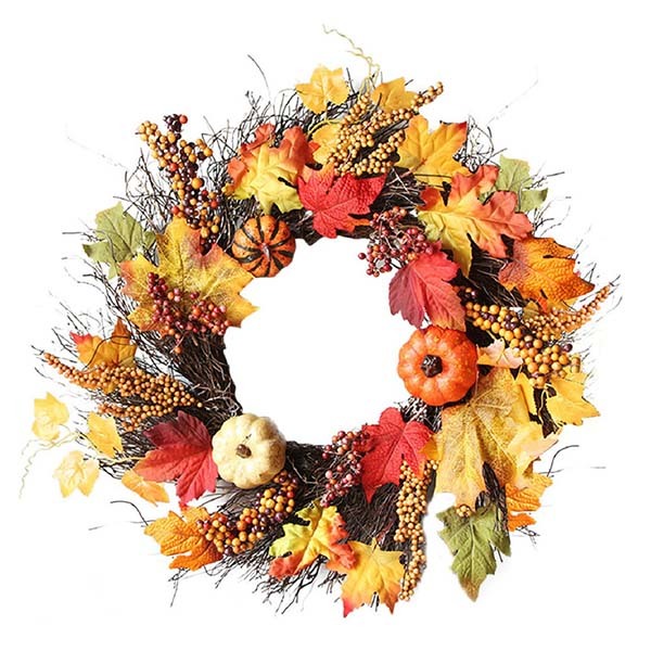 Livingandhome Realistic LED Fall Wreath 60cm diameter, UK version