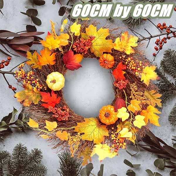 Livingandhome Realistic LED Fall Wreath 60cm diameter, UK version