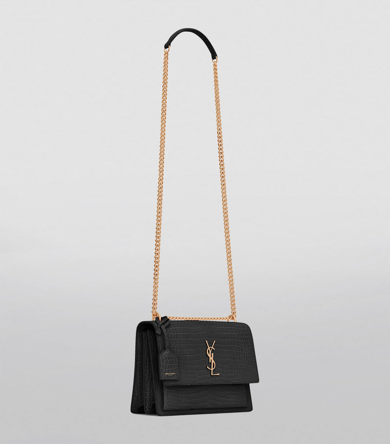 Saint Laurent croc-embossed shoulder bag medium Sunset - British product