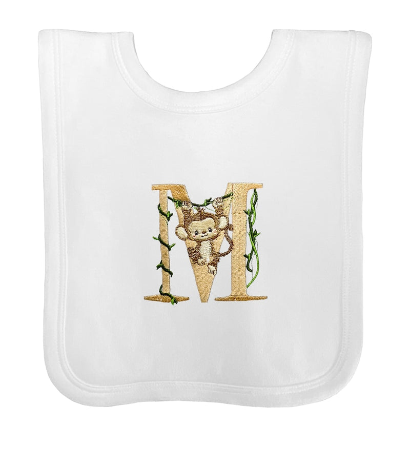 Paint My Dreams cotton monogram bib with M embroidery (British brand)