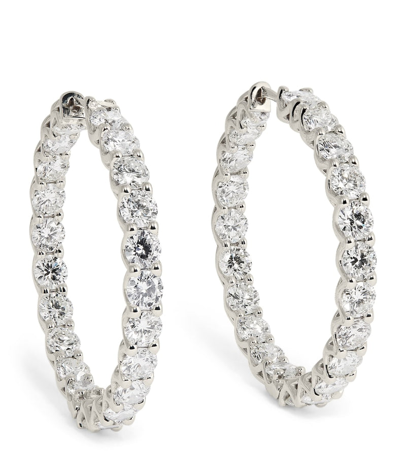 Harrods white gold diamond hoop earrings 8.40ctw, imported from the UK