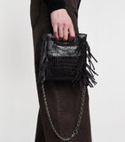 Maje mini leather cross-body bag with fringed trims - British product