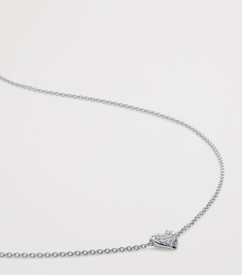 Monica Vinader sterling silver heart necklace with diamonds, imported from the UK