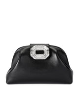 Harrods Amina Muaddi Nappa Leather Camelia Clutch Bag- Buy online at McGrocer