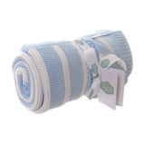 Superdrug Ziggle Blue and White Stripes Knitted Baby Blanket 100cm x 75cm- Buy online at McGrocer