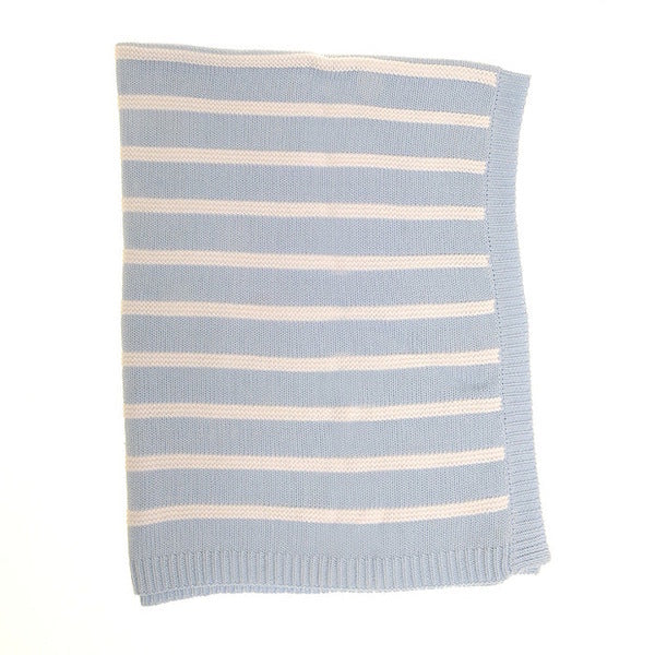 Ziggle Baby Blanket Blue and White Stripes 100cm x 75cm (British brand)