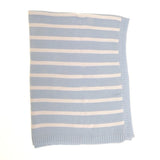 Ziggle Baby Blanket Blue and White Stripes 100cm x 75cm (British brand)