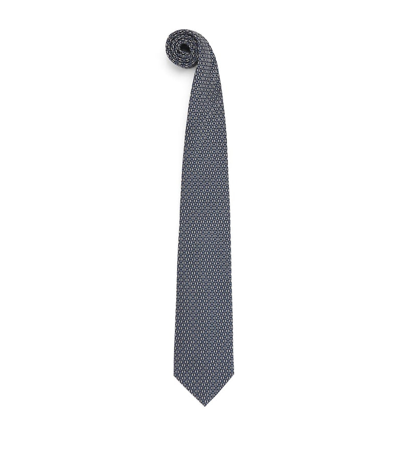 Pal Zileri silk geometric jacquard tie (British brand)