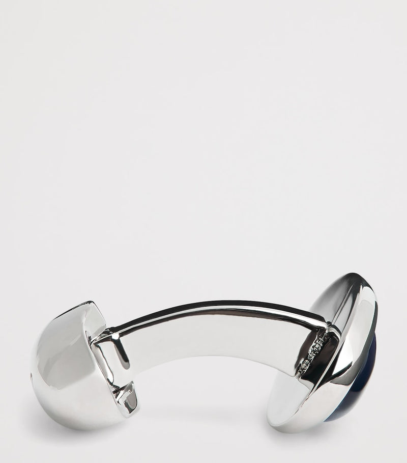 Babette Wasserman oval pumice cufflinks rhodium-plated (British brand)