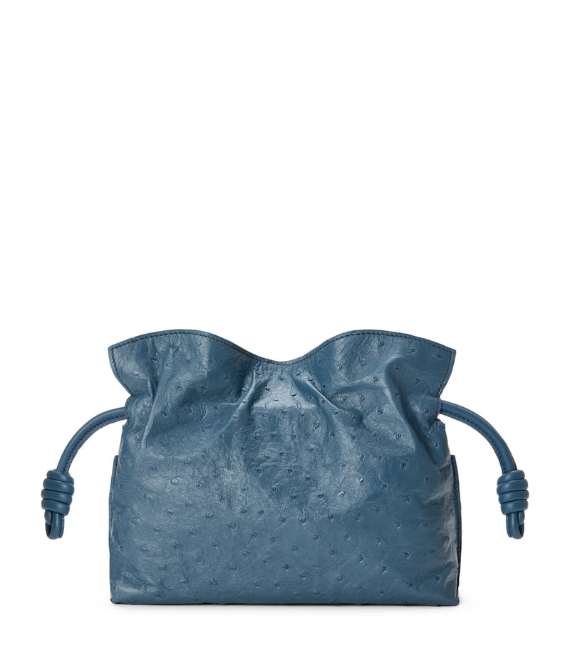LOEWE Mini Flamenco clutch bag in ostrich leather, imported from the UK