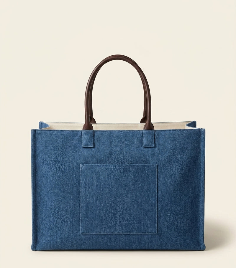 Prada denim and leather Bonnie tote bag H36cm - British product