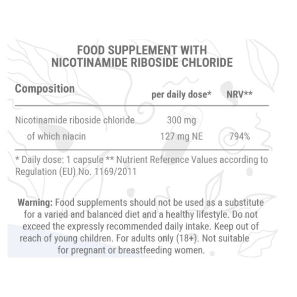 RAIBU NAD+ supplement 300mg 120 capsules, imported from the UK