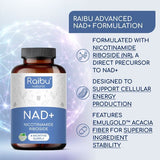RAIBU NAD+ supplement 300mg 120 capsules, imported from the UK