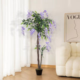 Livingandhome purple artificial flowers plant 120cm, UK version