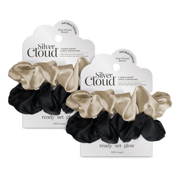 Silver Cloud satin scrunchies large mixed colours (British brand)