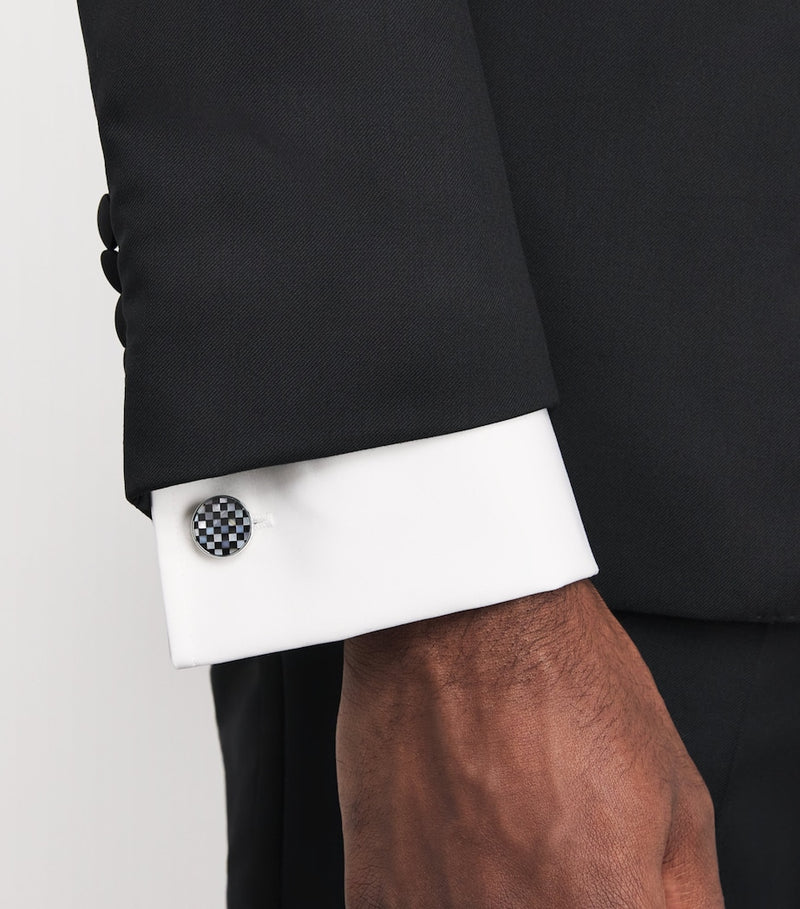 Tateossian onyx checkerboard cufflinks set - British product