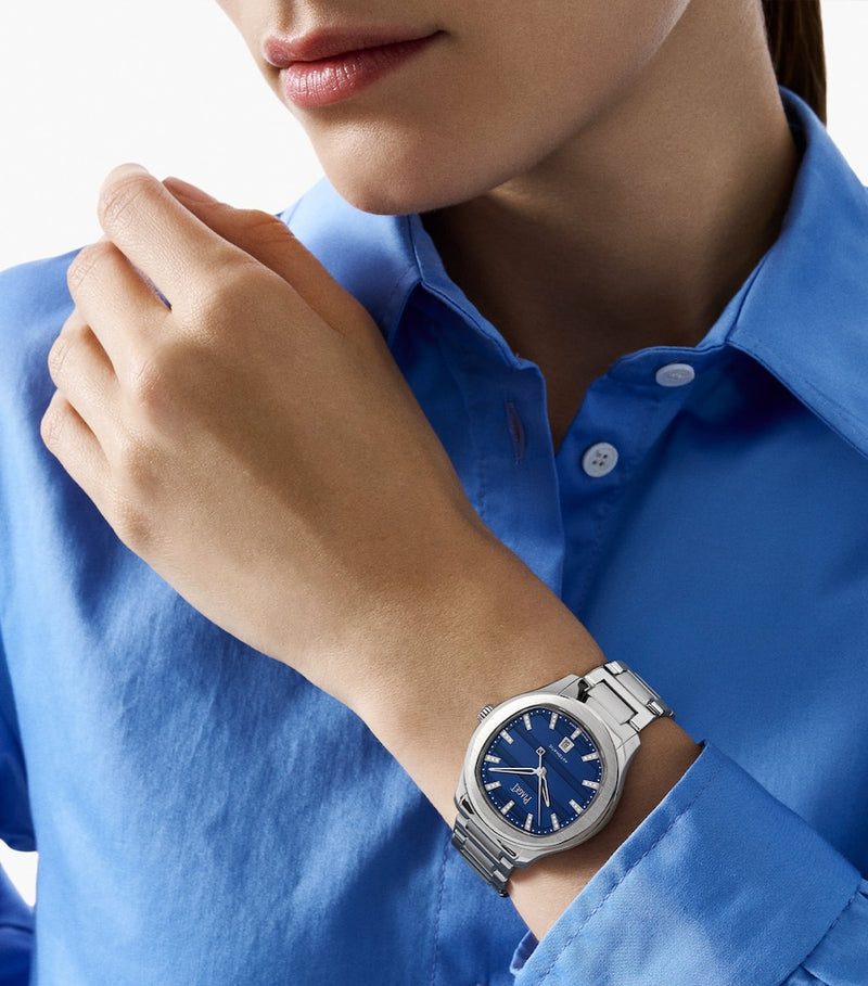 Piaget watch diamond indexes blue dial 36mm, UK version