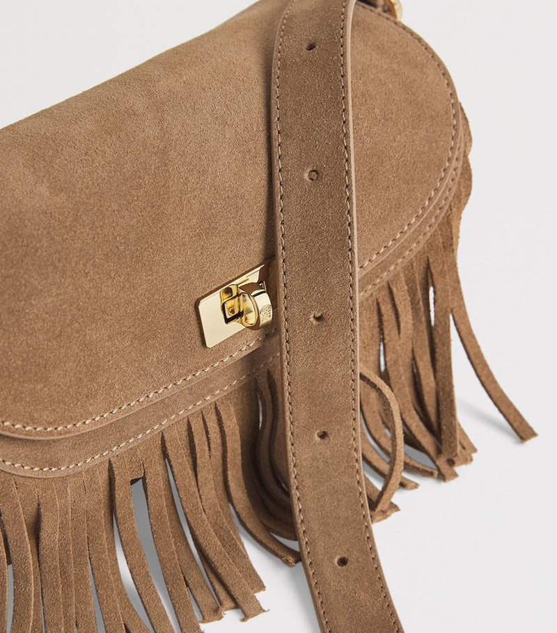 Sandro Paris small suede Le Mambo cross-body bag - British product