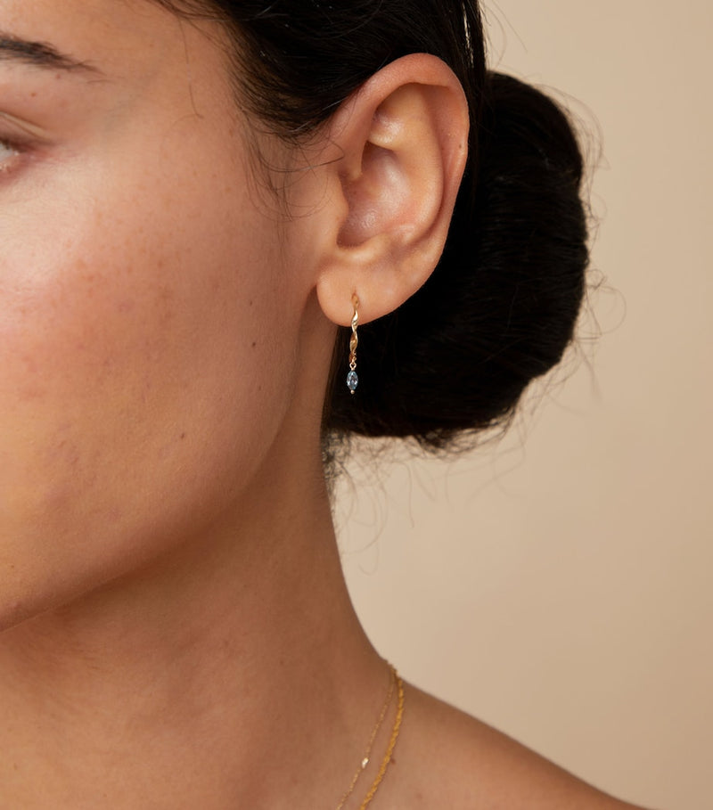 Astrid & Miyu yellow gold alexandrite hoop earrings (British brand)