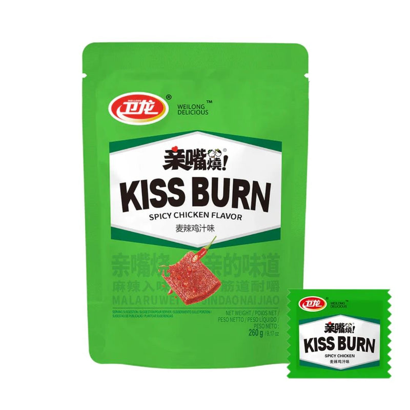 Weilong Kiss Burn gluten snacks spicy chicken flavour (British brand)